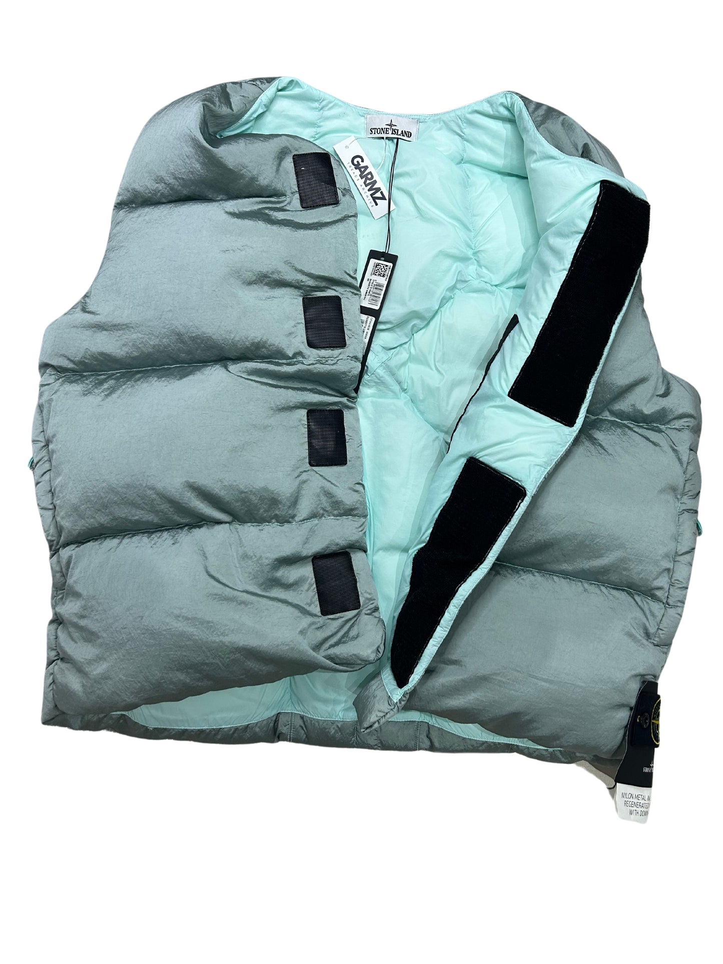 Stone Island 2022 Mint Green Down Filled Nylon Metal Gilet Vest - XL