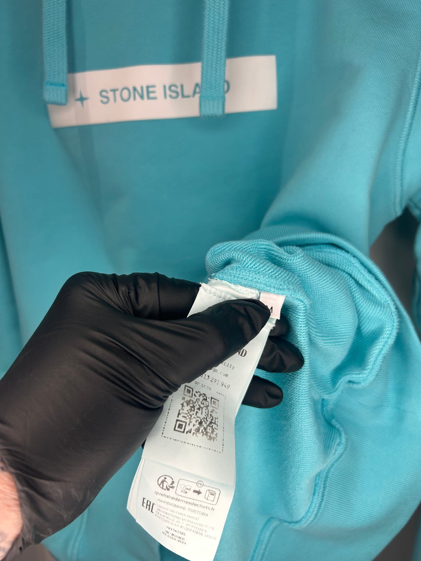 Stone Island 2023 Blue Spellout Hoodie - Medium