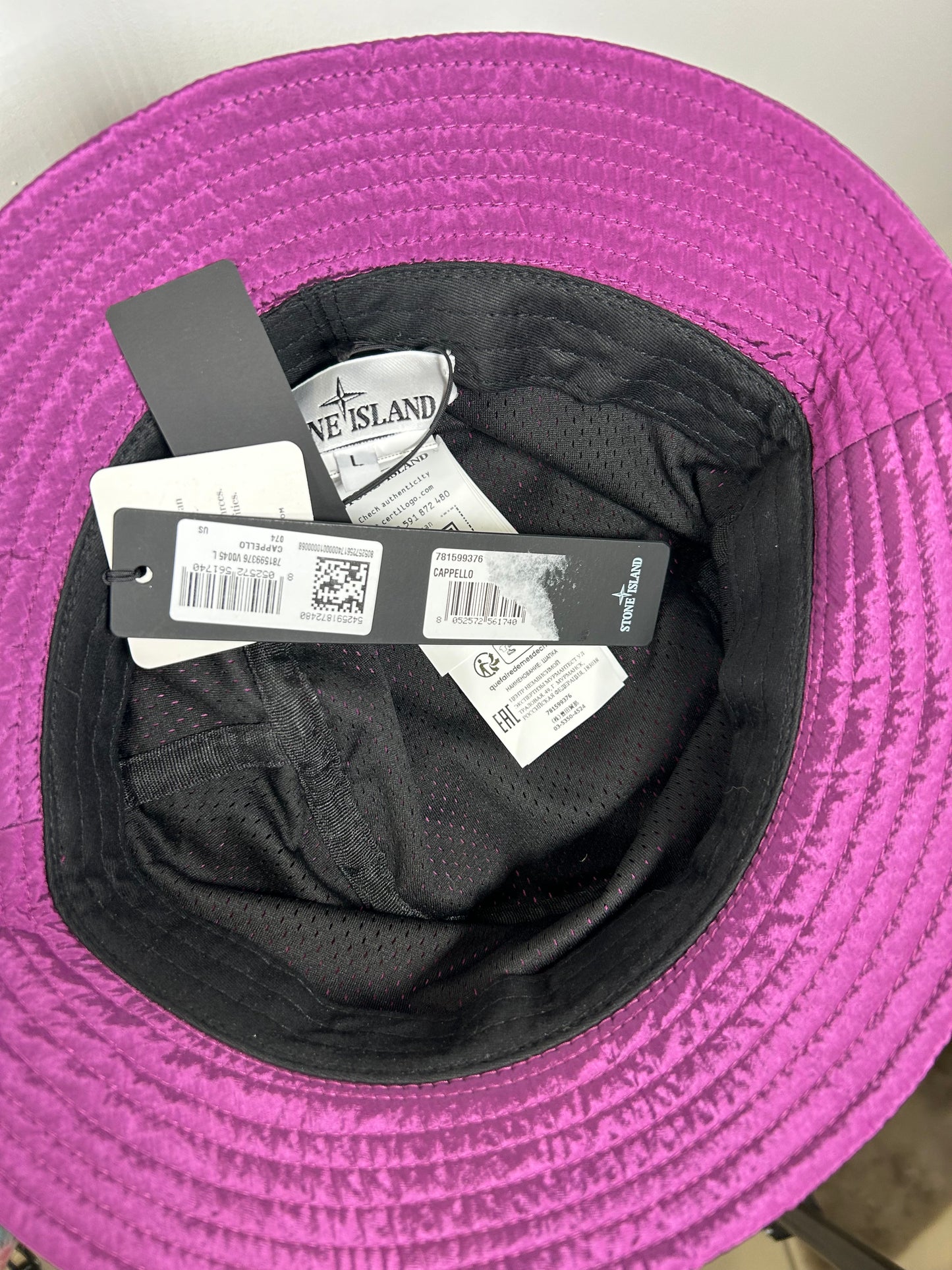 Stone Island 2023 Purple Econyl Nylon Bucket Hat - Large
