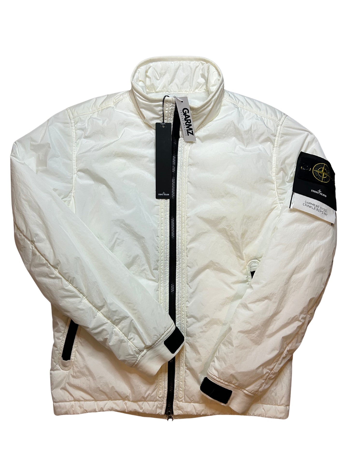 Stone Island White Garment Dyed Crinkle Reps Jacket - Small