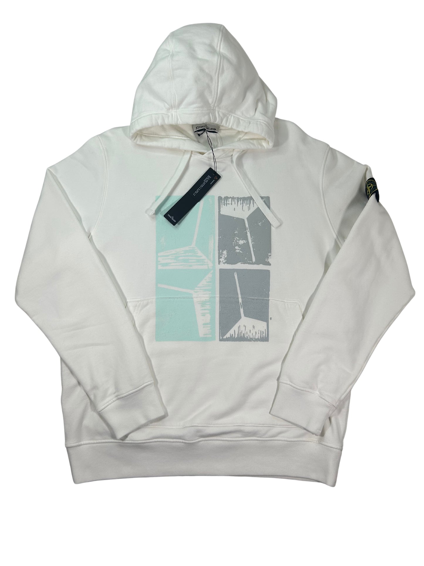 Stone Island 2022 White Graphic Print Hooded Sweatshirt - XXL