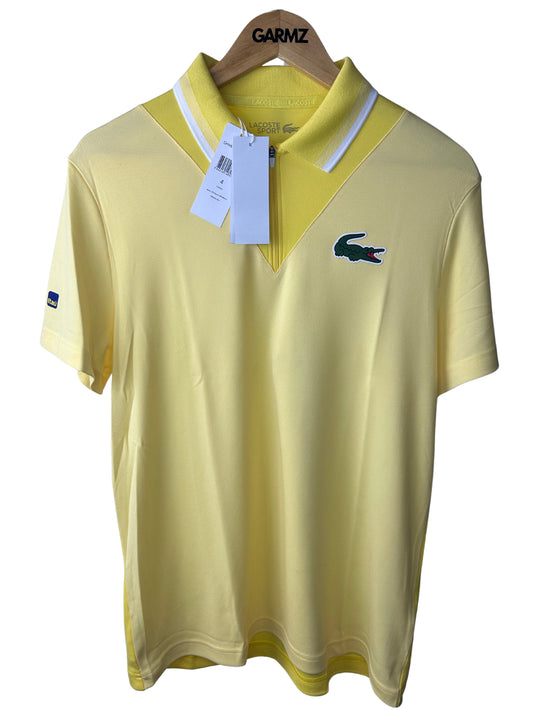 Lacoste Men’s Miami Open 2022 Tennis Zipper Yellow Polo - Medium