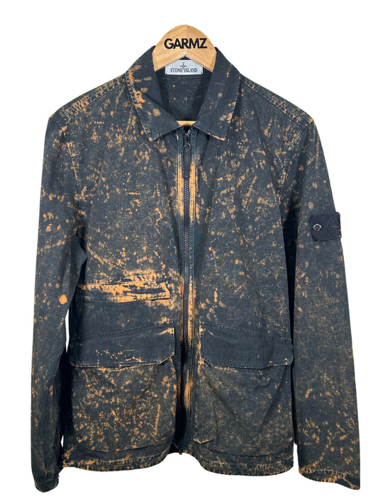 Stone Island Black Off-Dyed OVD Camo Overshirt Jacket - Medium