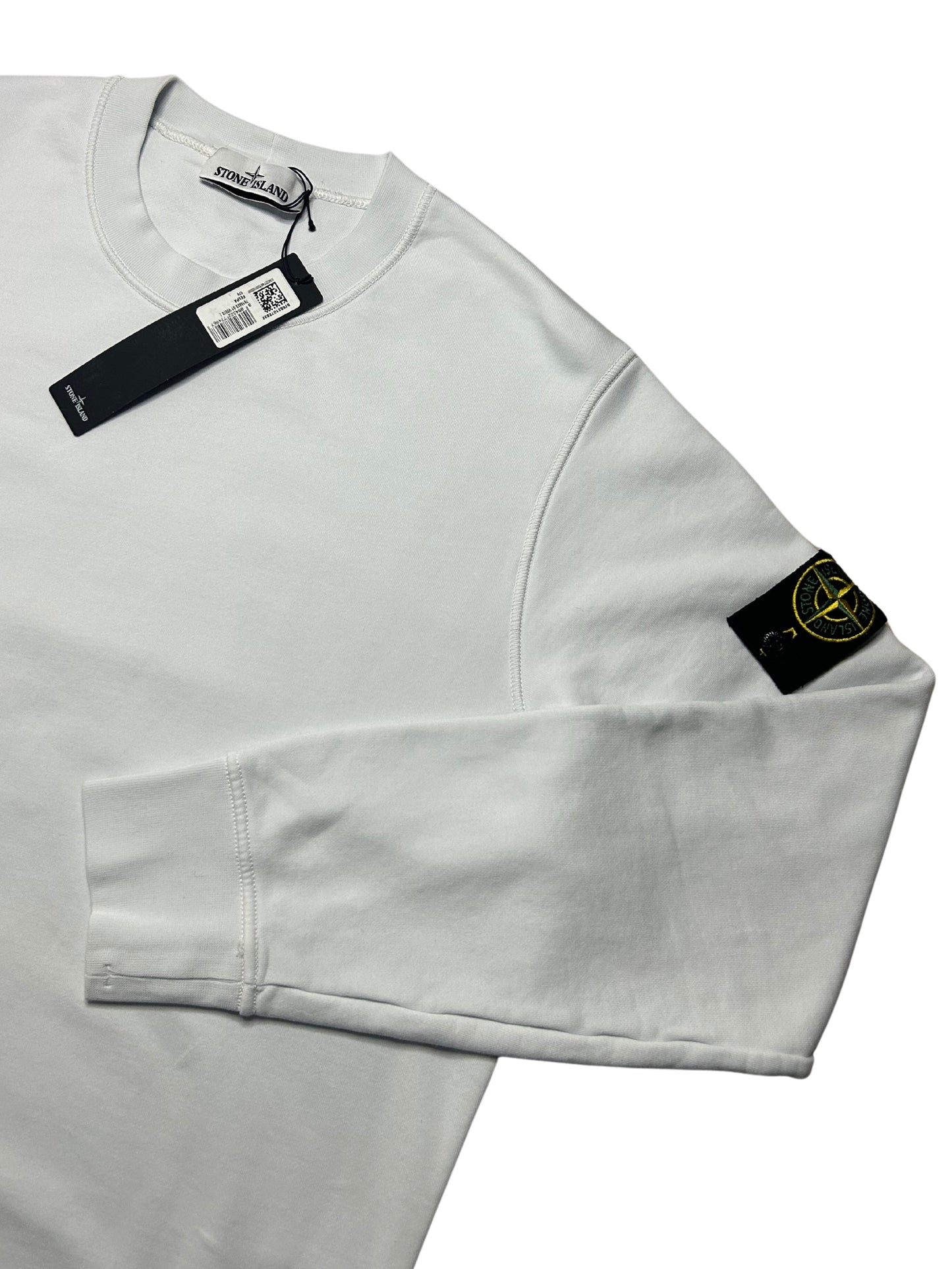 Stone Island 2022 White Cotton Crewneck Sweatshirt - Large