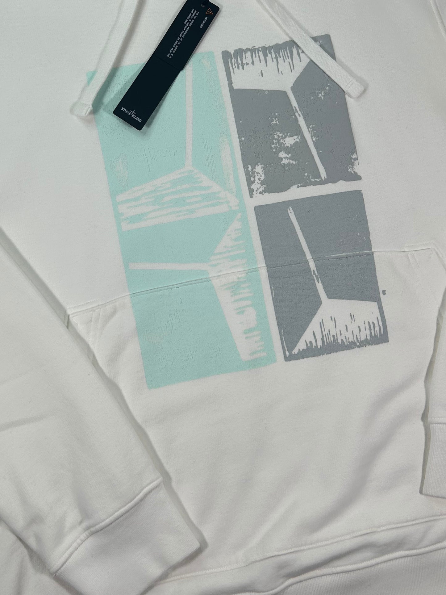 Stone Island 2022 White Graphic Print Hooded Sweatshirt - XXL