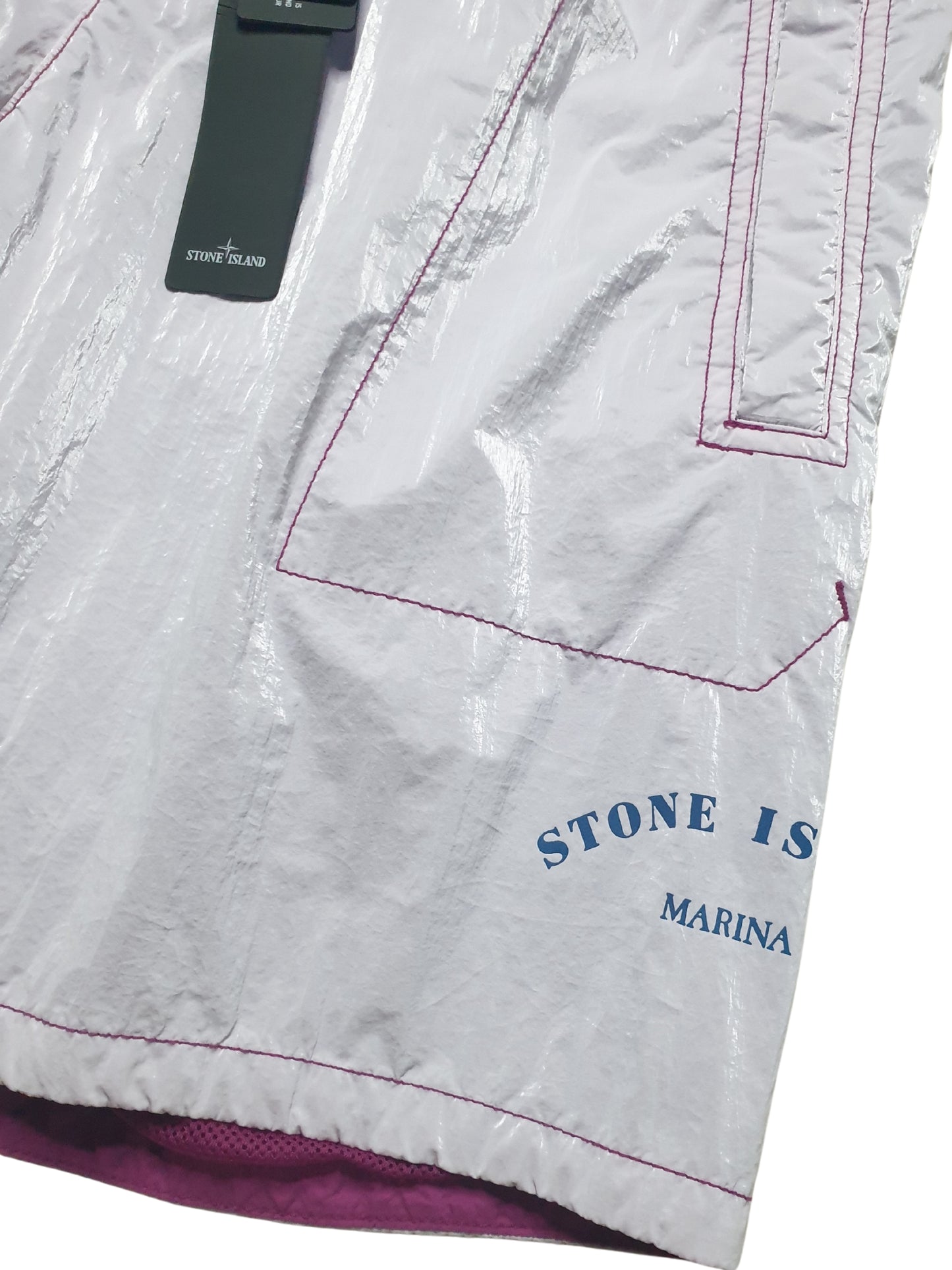 Stone Island 2023 Purple Prismatico Ripstop Reflective Marina Shorts - Small