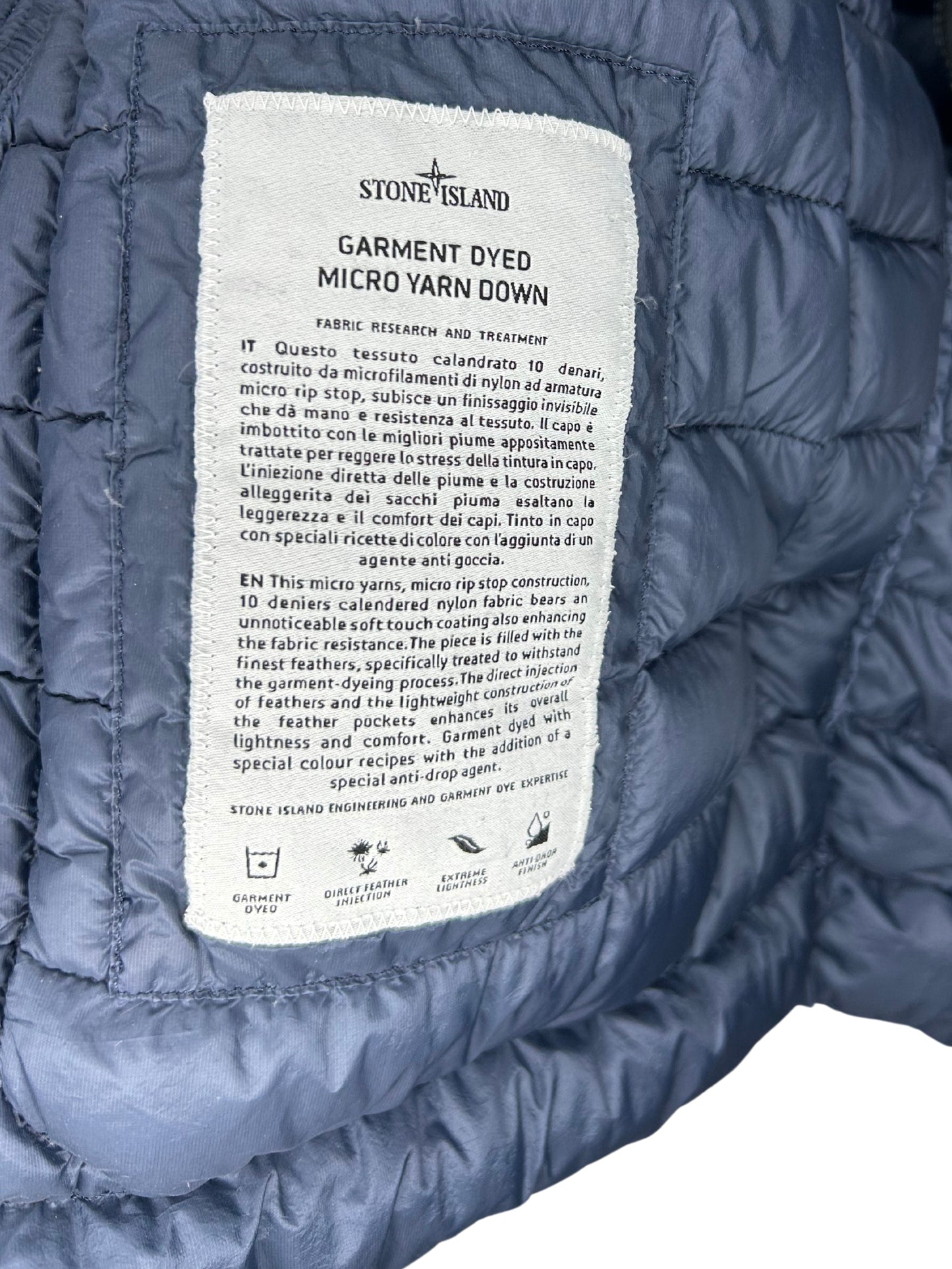 Stone Island 2016 Navy Garment Dyed Down Puffer Jacket - Large