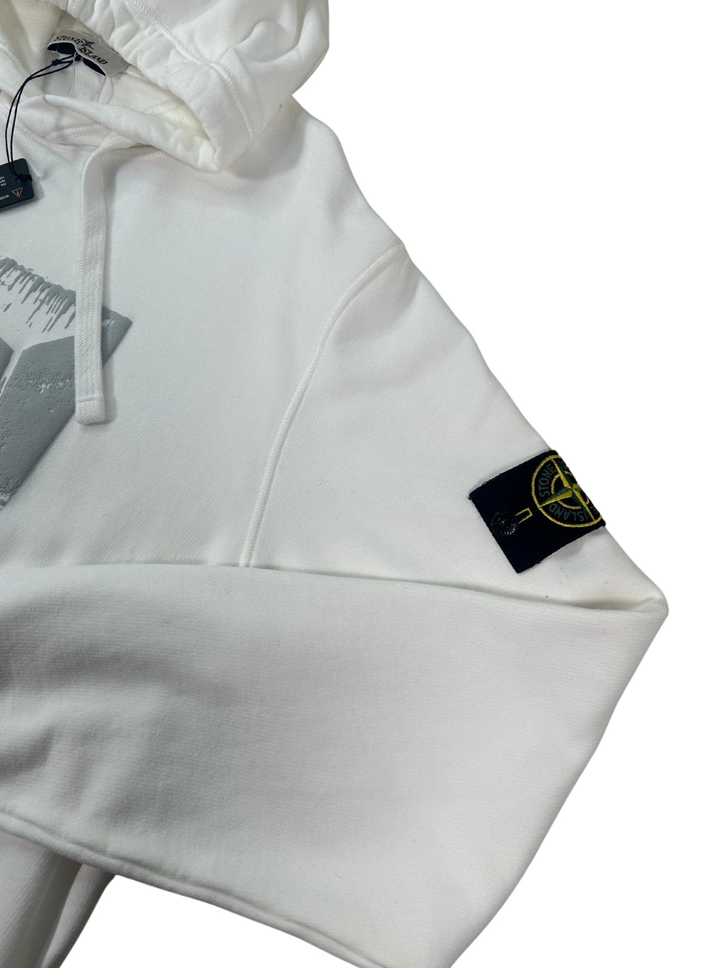 Stone Island 2022 White Graphic Print Hooded Sweatshirt - XXL