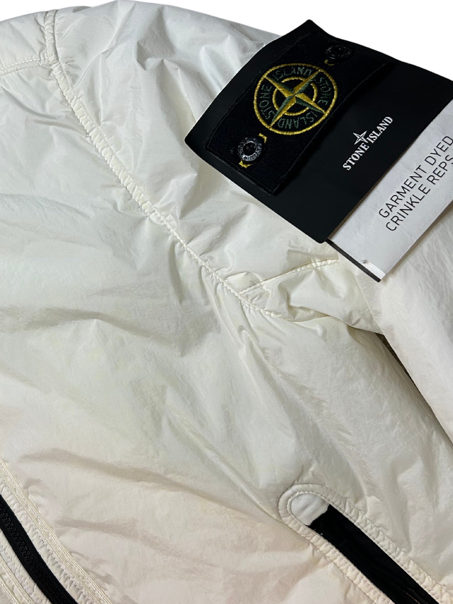 Stone Island White Garment Dyed Crinkle Reps Jacket - Small