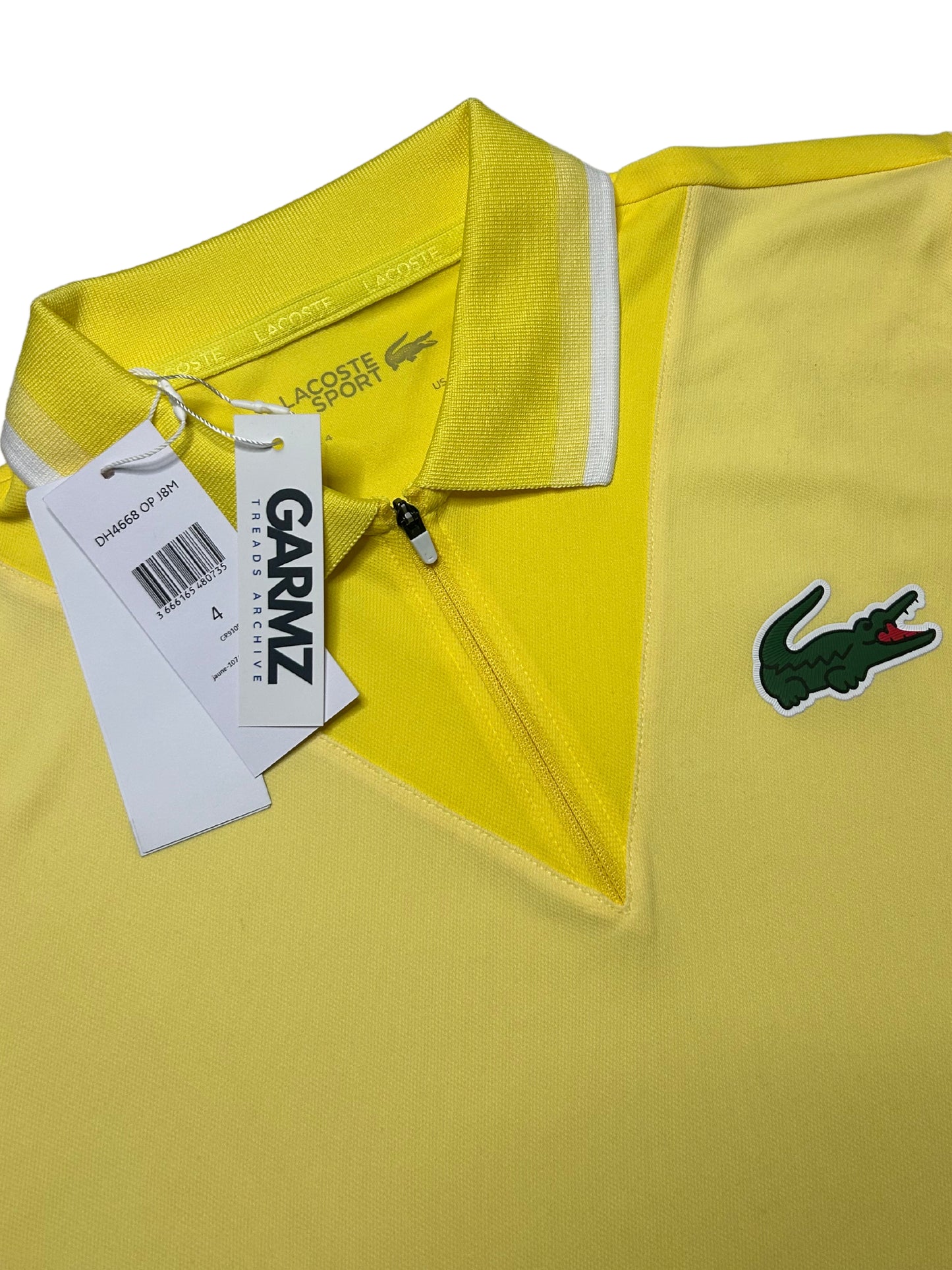 Lacoste Men’s Miami Open 2022 Tennis Zipper Yellow Polo - Medium