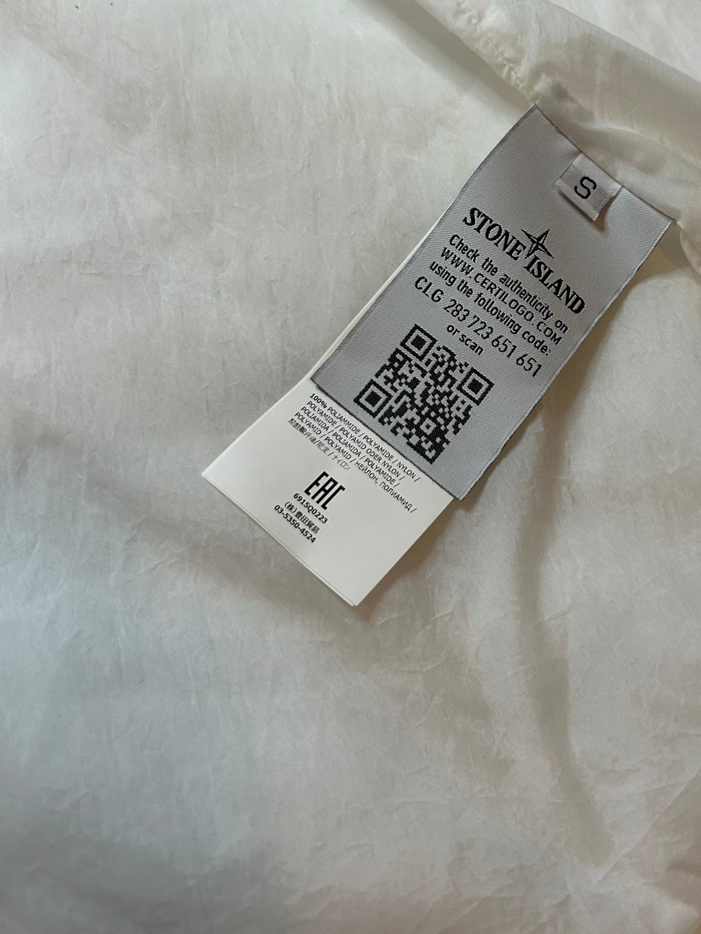 Stone Island White Garment Dyed Crinkle Reps Jacket - Small