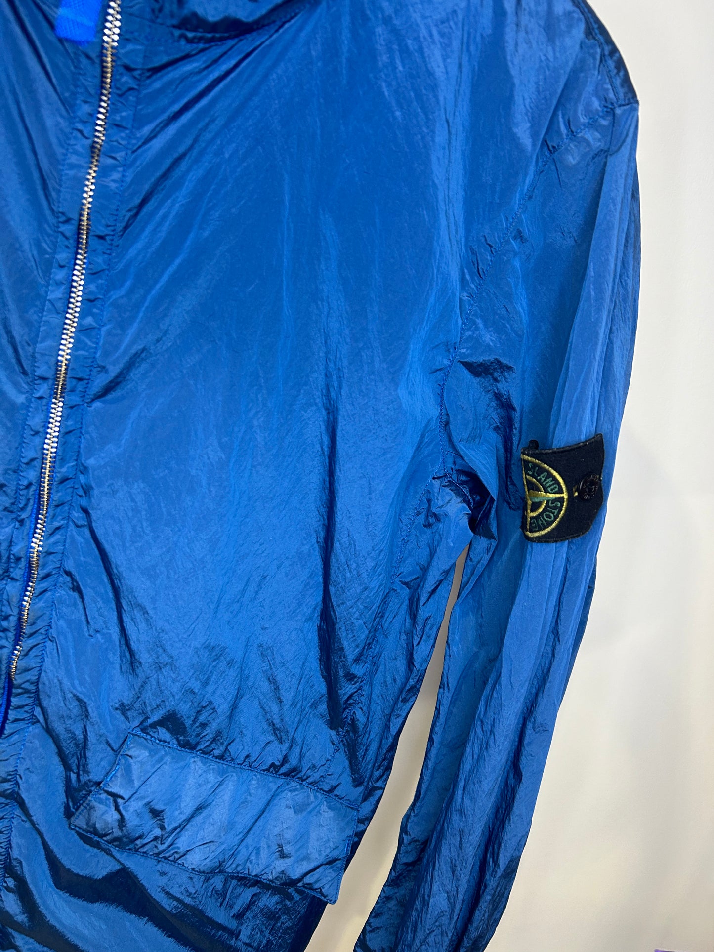 Stone Island Blue Nylon Metal Shimmer Hooded Jacket