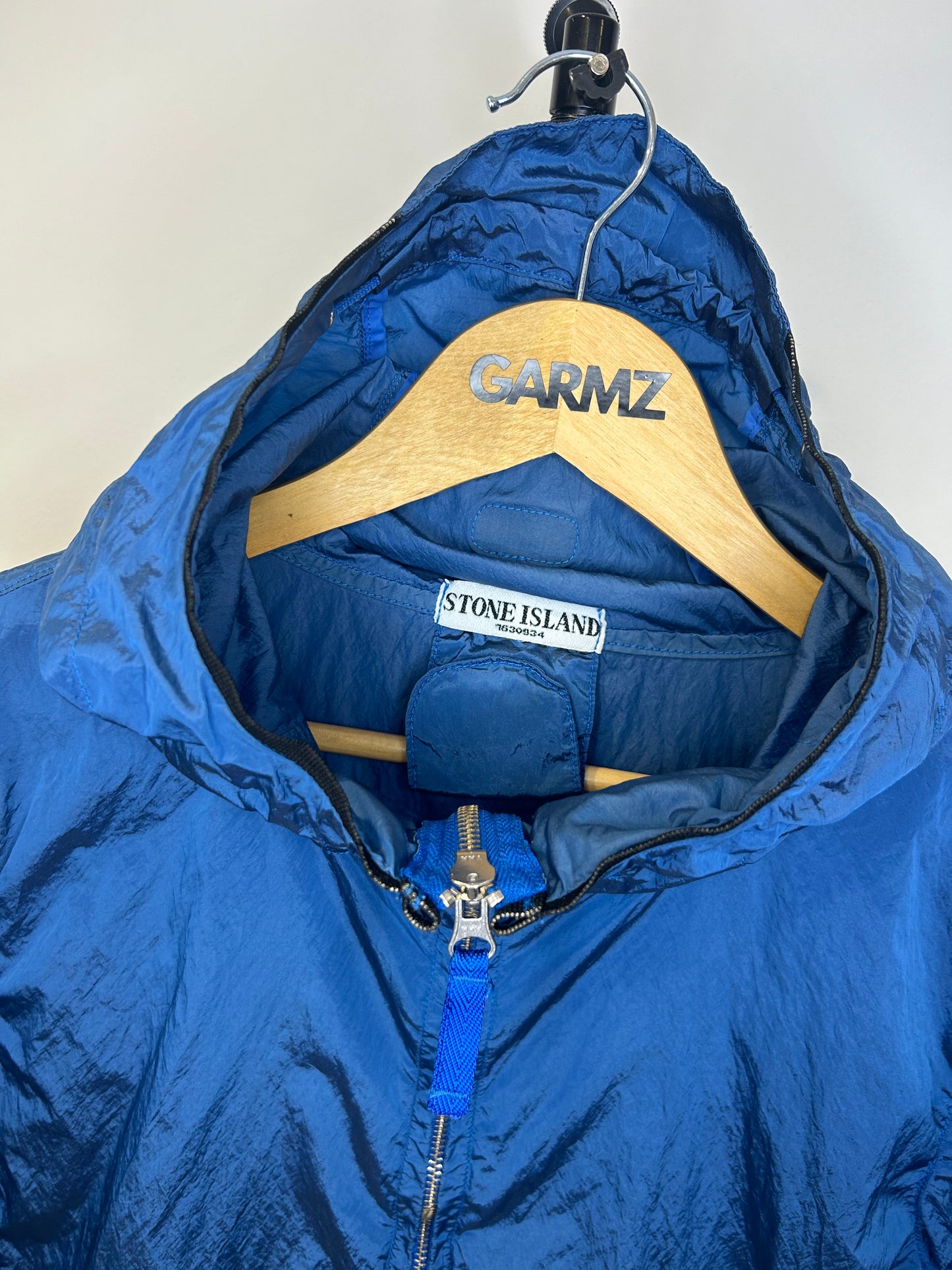 Stone Island Blue Nylon Metal Shimmer Hooded Jacket