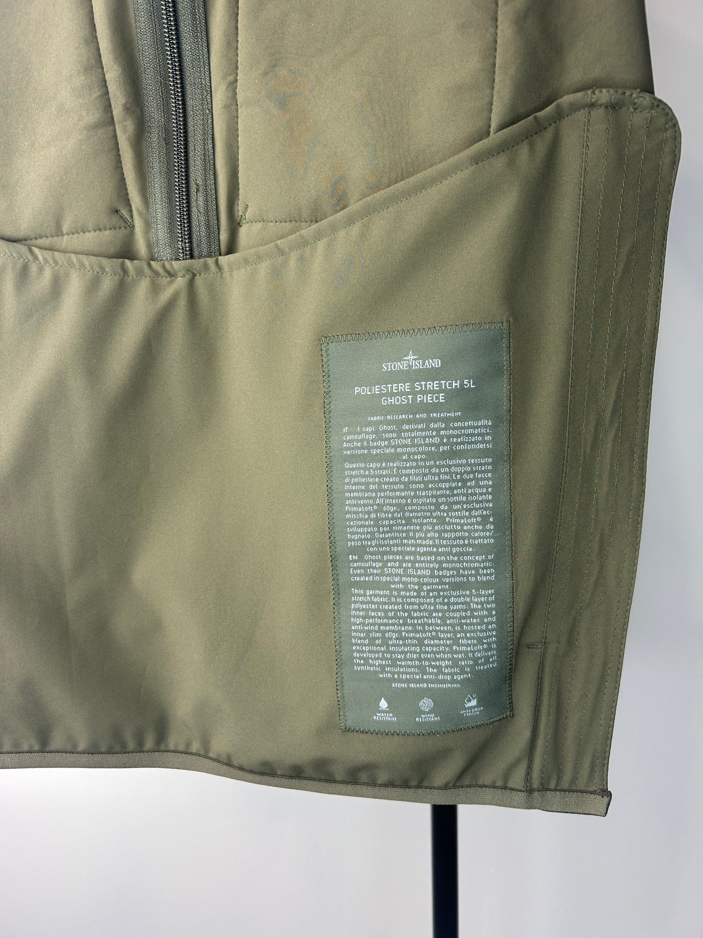 Stone Island Green Ghost Stretch 5L Gilet - Small