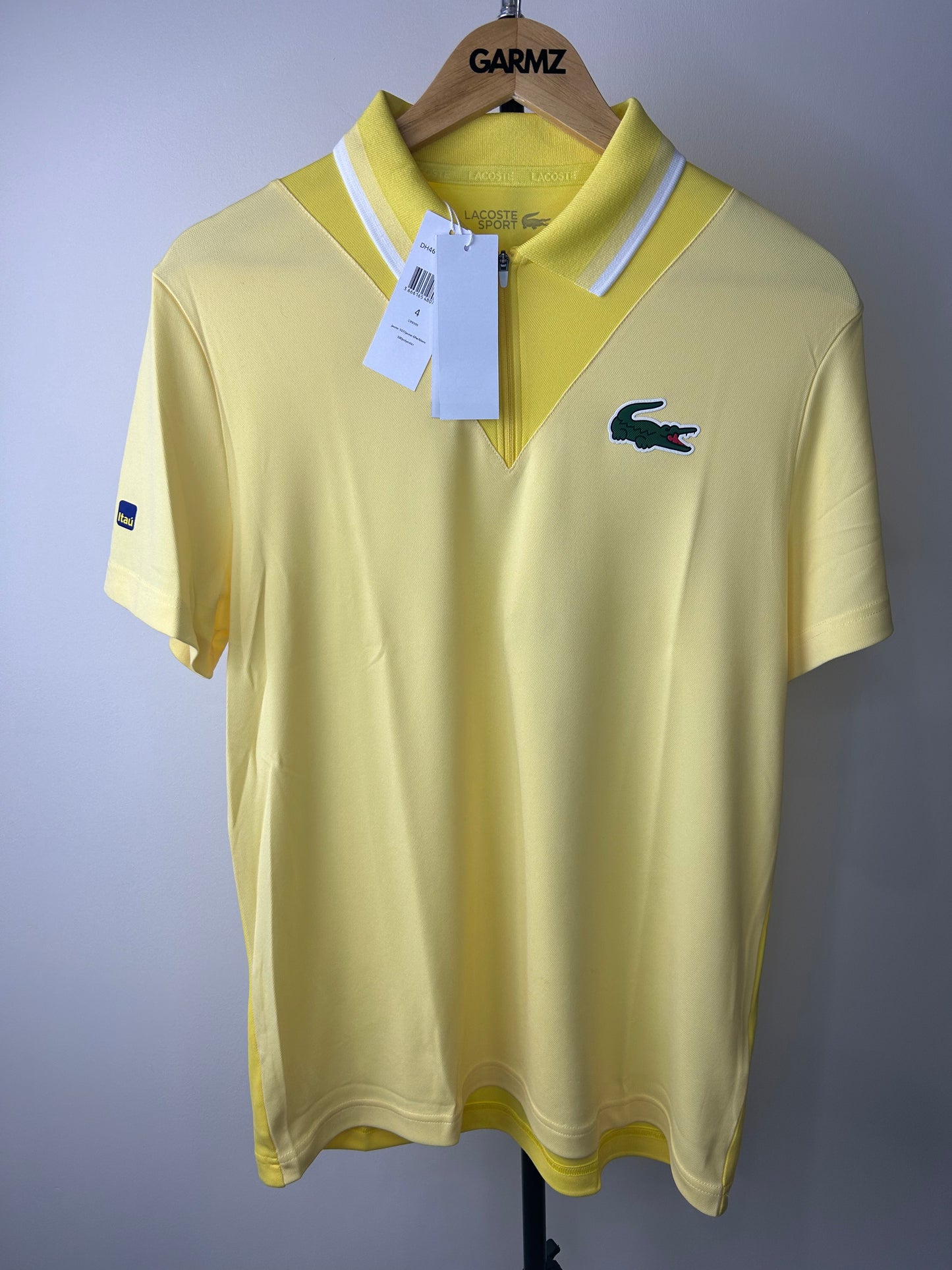 Lacoste Men’s Miami Open 2022 Tennis Zipper Yellow Polo - Medium