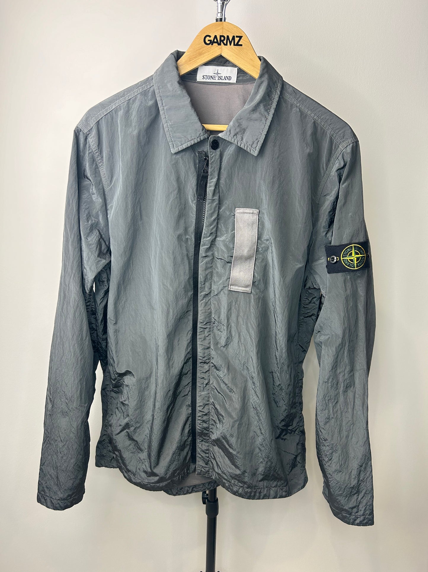 Stone Island Grey Nylon Metal Shimmer Overshirt - Large