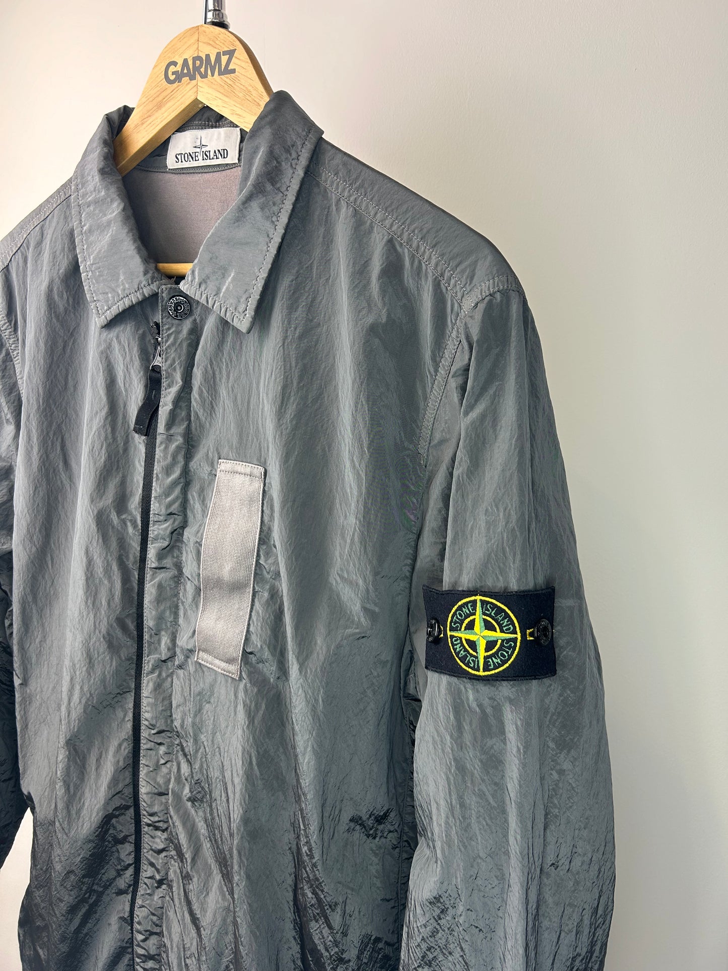 Stone Island Grey Nylon Metal Shimmer Overshirt - Large