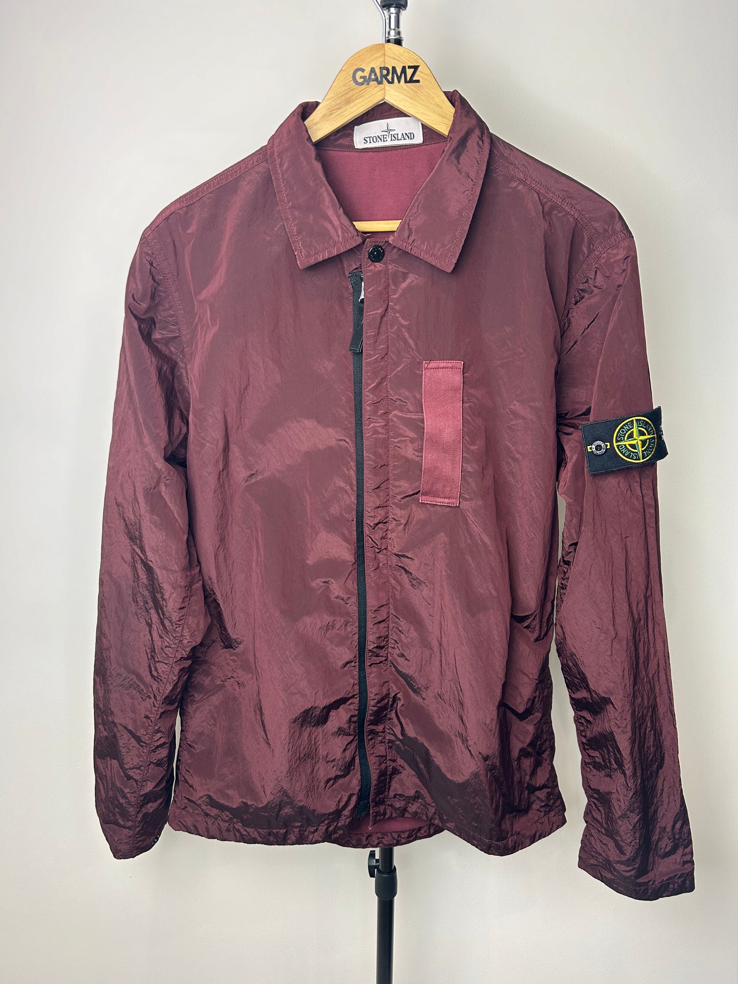 Stone Island Red Nylon Metal Shimmer Overshirt - Large