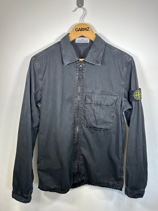 Stone Island 2019 Black Cotton Zipped Overshirt - Small