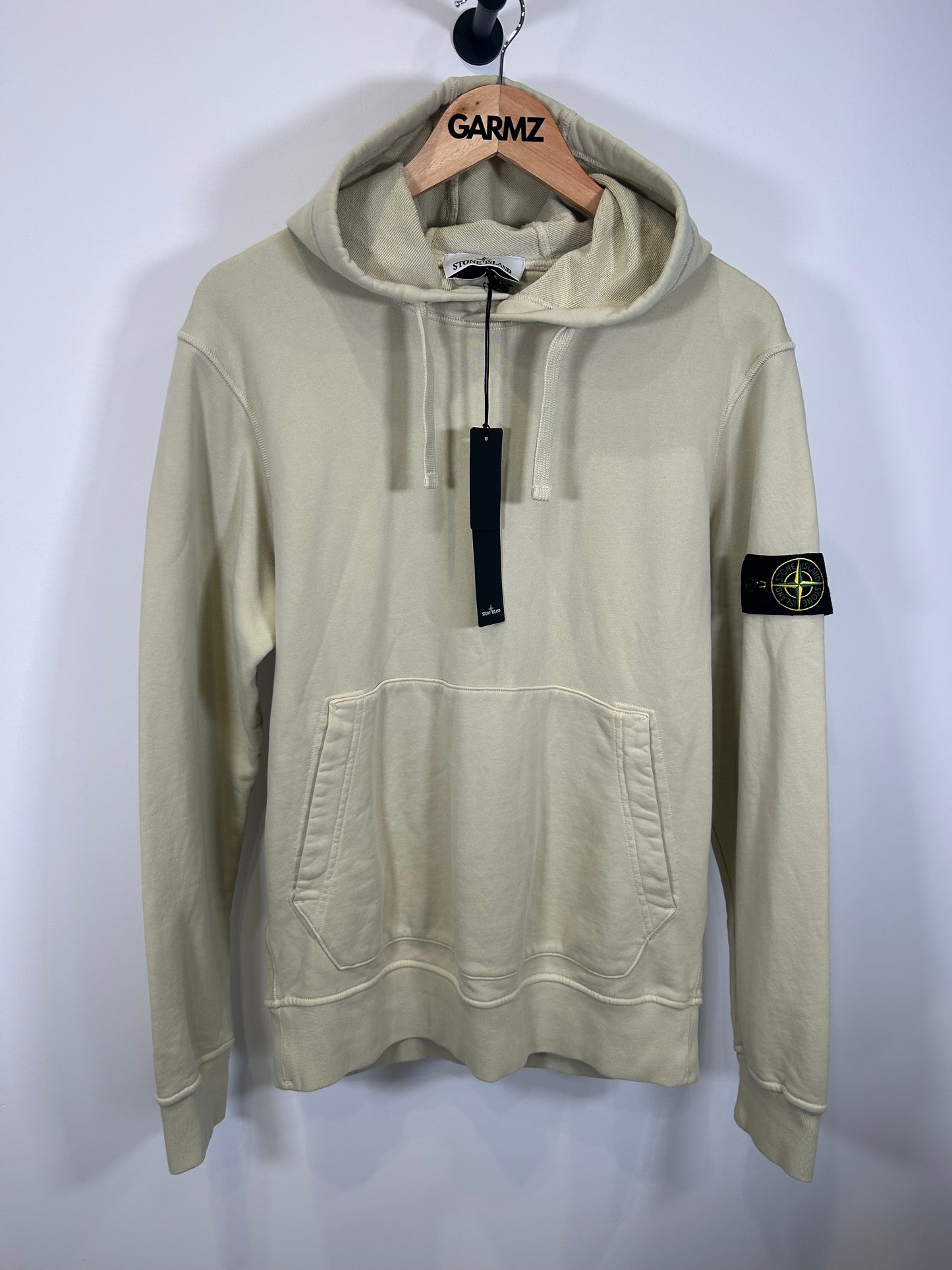 Stone Island Logo Patch Hoodie Beige - Large