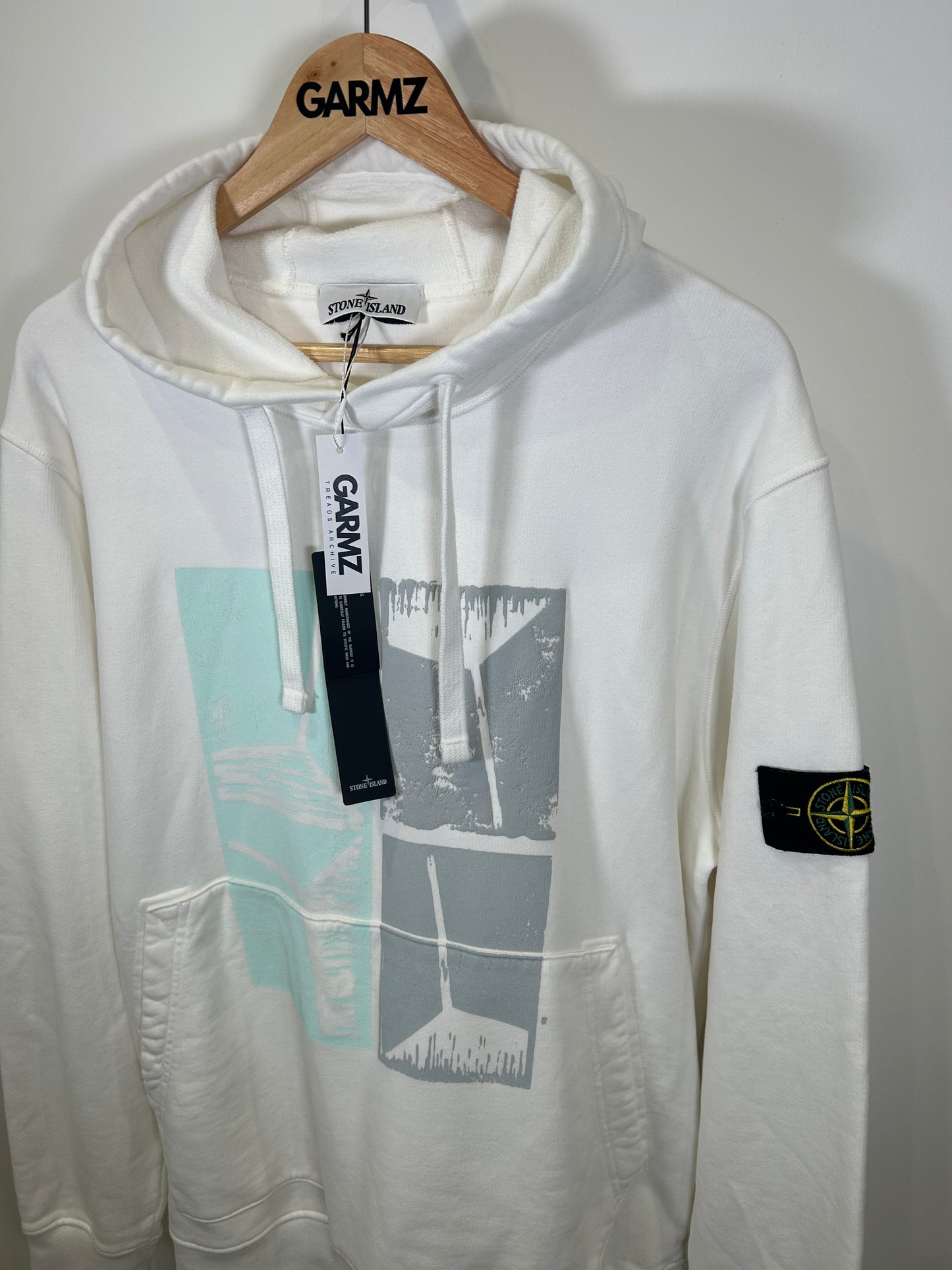 Stone Island 2022 White Graphic Print Hooded Sweatshirt - XXL