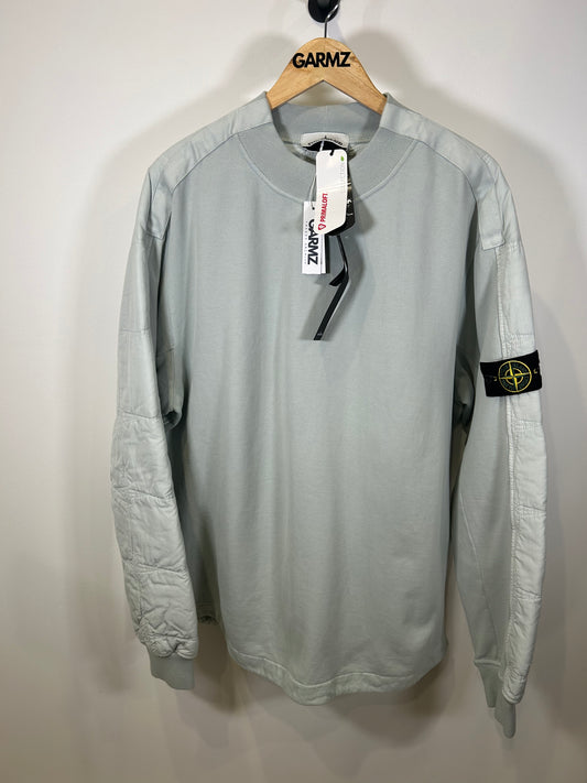 Stone Island 2022 Mint Green Cotton Primaloft Quilted Crewneck Jumper - XXL